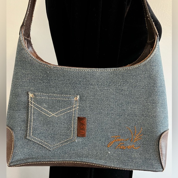 Jean Fever Leather & Denim Shoulder Bag - Picture 2 of 12
